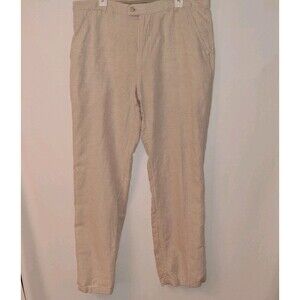 Bohio Linen Blend Tan Pants Chinos Mens 38x32 Casual Beach Summer Officewear